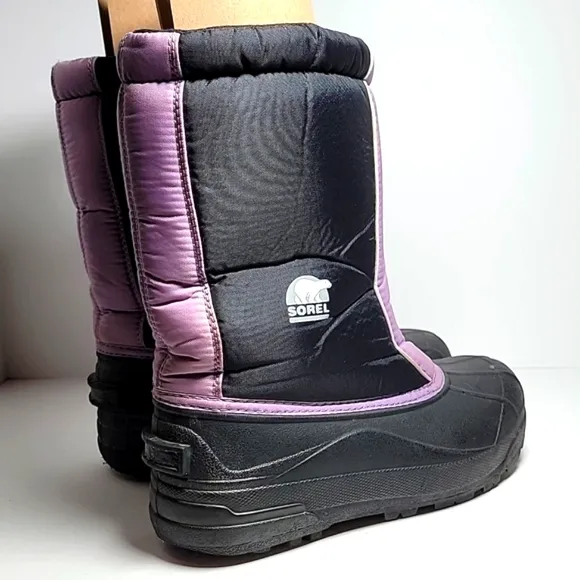 Sorel Snow Command Boots Winter Waterproof‎ Insulation Traction Black Purple 6