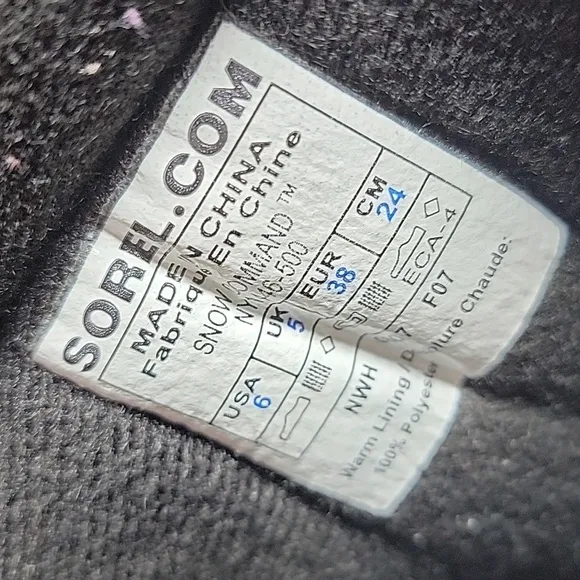 Sorel Snow Command Boots Winter Waterproof‎ Insulation Traction Black Purple 6