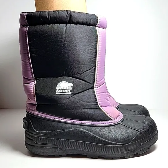 Sorel Snow Command Boots Winter Waterproof‎ Insulation Traction Black Purple 6