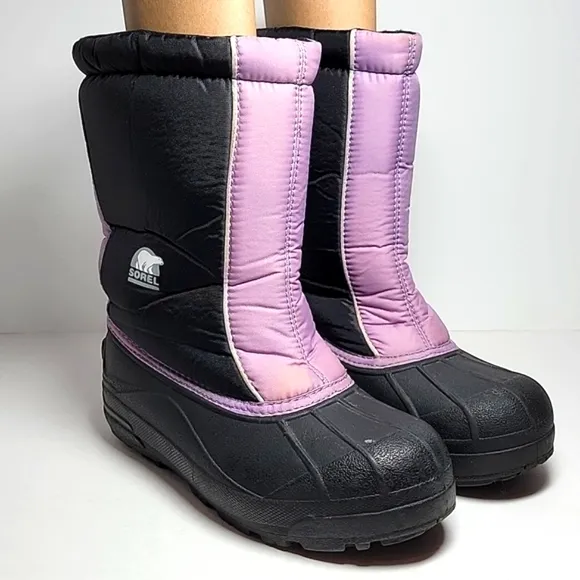 Sorel Snow Command Boots Winter Waterproof‎ Insulation Traction Black Purple 6