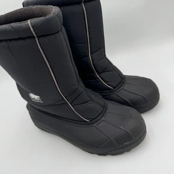 Sorel Snow Command Snow Boots Black Winter Boots Pull On Youth Size  6 black