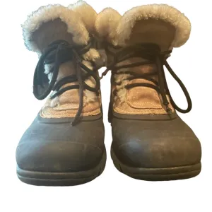 Sorel Tan &amp; Black Snow Angel Lace Up Snow Boots Women's Size 9 EUC Water…