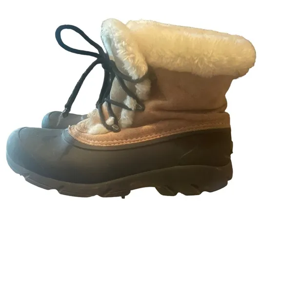 Sorel Tan &amp; Black Snow Angel Lace Up Snow Boots Women's Size 9 EUC Water…