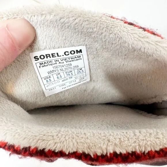 Sorel The Campus Boots Suede-Knit Madder Red Brown Winter Boots Women’s Size 8.5
