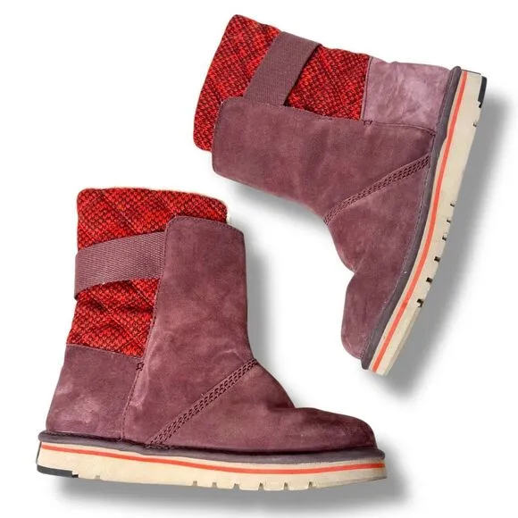 Sorel The Campus Boots Suede-Knit Madder Red Brown Winter Boots Women’s Size 8.5