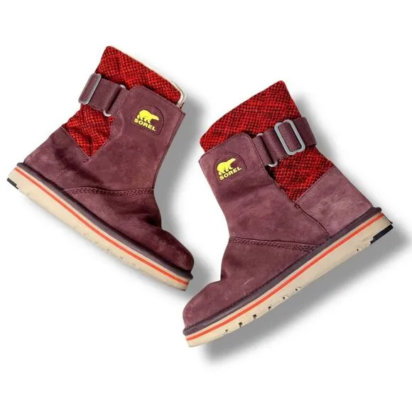 Sorel The Campus Boots Suede-Knit Madder Red Brown Winter Boots Women’s Size 8.5