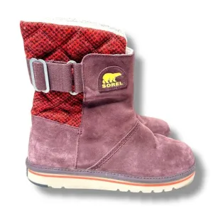 Sorel The Campus Boots Suede-Knit Madder Red Brown Winter Boots Women’s Size 8.5