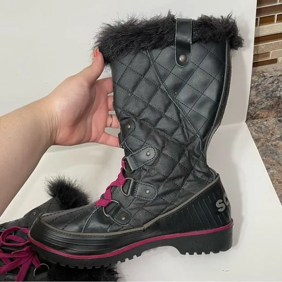 Sorel Tivoli Black Fur Lined Tall Winter Boots