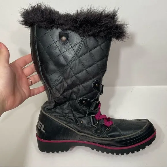 Sorel Tivoli Black Fur Lined Tall Winter Boots