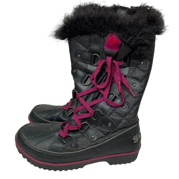 Sorel Tivoli Black Fur Lined Tall Winter Boots