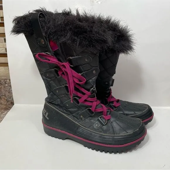 Sorel Tivoli Black Fur Lined Tall Winter Boots