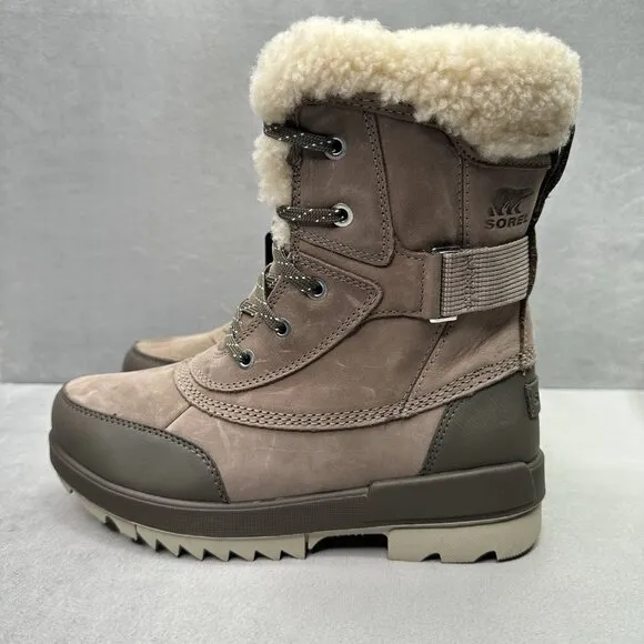 Sorel Tivoli IV Parc Womens Size 8 Winter Boots Taupe Leather Waterproof Lined