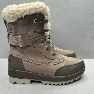 Sorel Tivoli IV Parc Womens Size 8 Winter Boots Taupe Leather Waterproof Lined