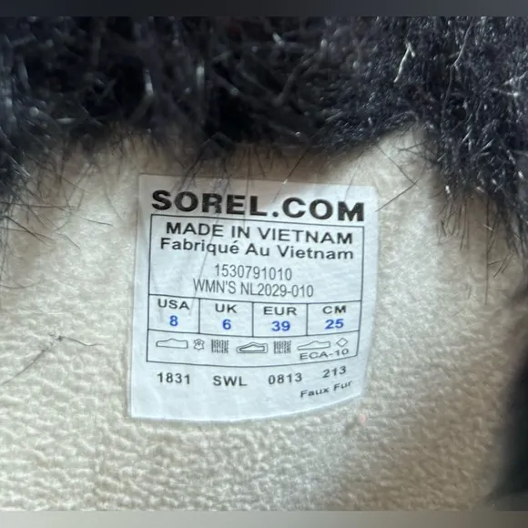 Sorel Tofino Glitter Black Lace Up Fur Trim Winter Snow Waterproof Boots