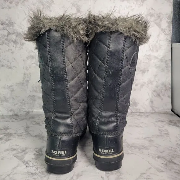 Sorel Tofino Waterproof Winter Boots Womens Size 8 EUR 39 Black Waxed Canvas‎