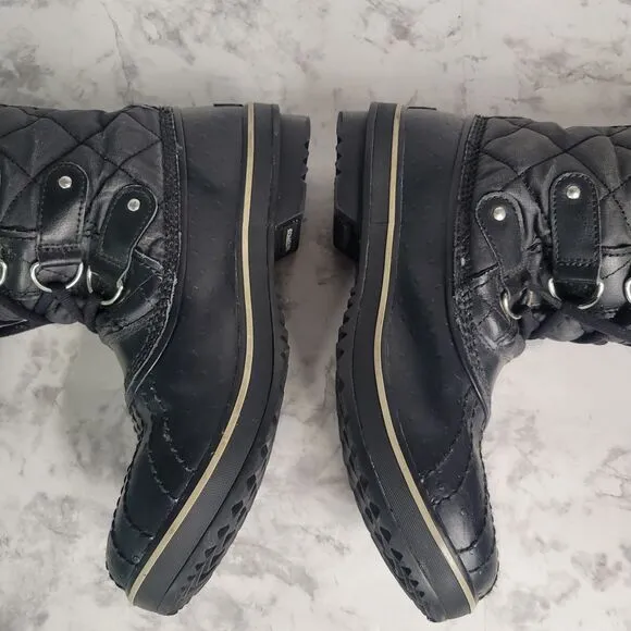 Sorel Tofino Waterproof Winter Boots Womens Size 8 EUR 39 Black Waxed Canvas‎