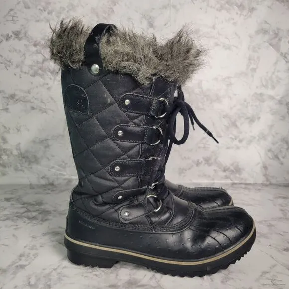Sorel Tofino Waterproof Winter Boots Womens Size 8 EUR 39 Black Waxed Canvas‎