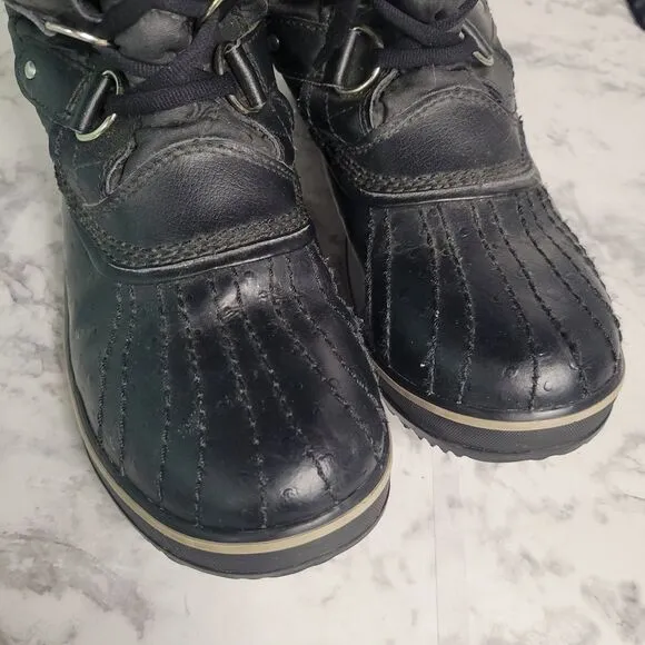 Sorel Tofino Waterproof Winter Boots Womens Size 8 EUR 39 Black Waxed Canvas‎