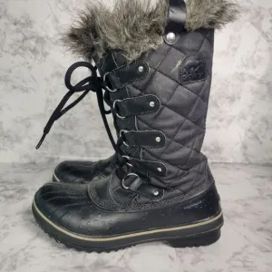 Sorel Tofino Waterproof Winter Boots Womens Size 8 EUR 39 Black Waxed Canvas‎