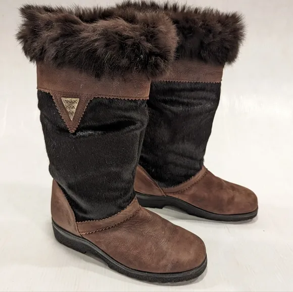 SOREL Totem brown suede fur trimmed tall winter boots size 8