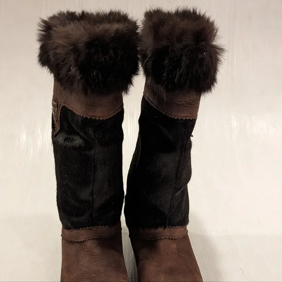SOREL Totem brown suede fur trimmed tall winter boots size 8