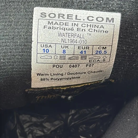 Sorel Waterfall Womnen's Black Winter Boots Suede Sz 10