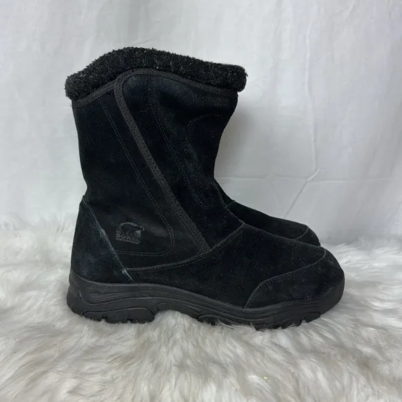 Sorel Waterfall Womnen's Black Winter Boots Suede Sz 10