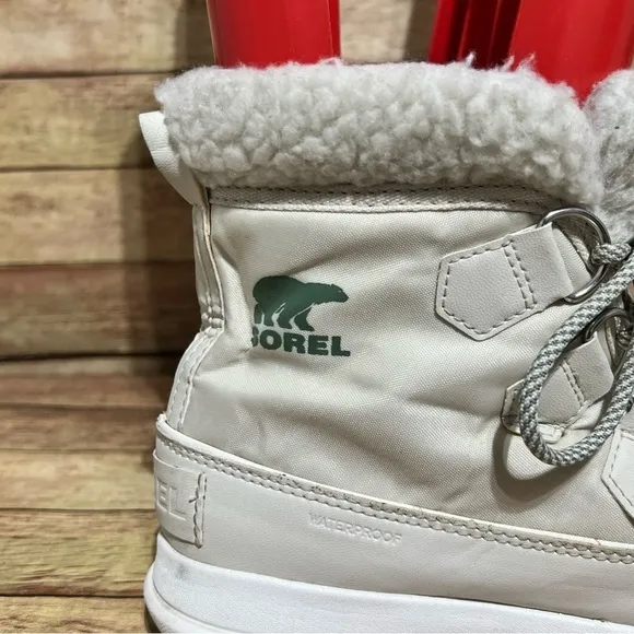 Sorel White Explore Carnival Winter Boots