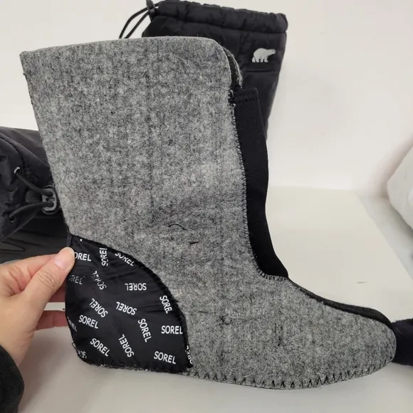 Sorel Winter Boots Felt Liners  Round Toe Waterproof Bungee Cord unisex Size 6