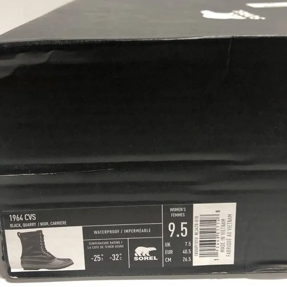 Sorel Women’s 1964 CVS, Black Waterproof Winter Boots, Size 9.5M