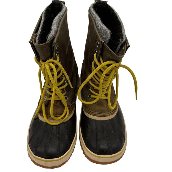 Sorel Women's Grey Premium 1964 CVS Canvas Fossil Snow Boots Size 8.5
