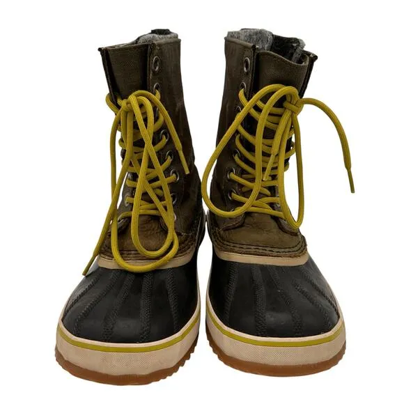 Sorel Women's Grey Premium 1964 CVS Canvas Fossil Snow Boots Size 8.5