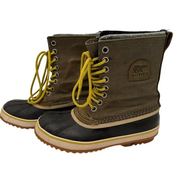 Sorel Women's Grey Premium 1964 CVS Canvas Fossil Snow Boots Size 8.5