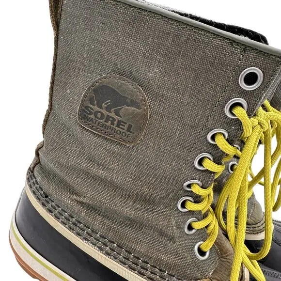 Sorel Women's Grey Premium 1964 CVS Canvas Fossil Snow Boots Size 8.5
