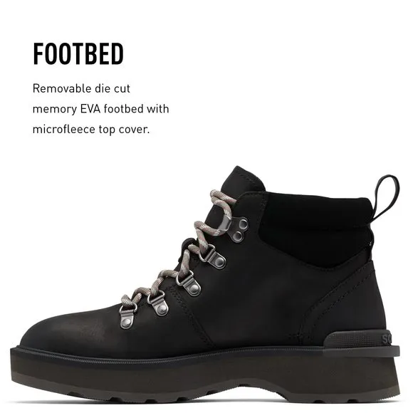 SOREL WOMEN'S HI-LINE HIKER BOOT - BLACK, JET - SIZE 8