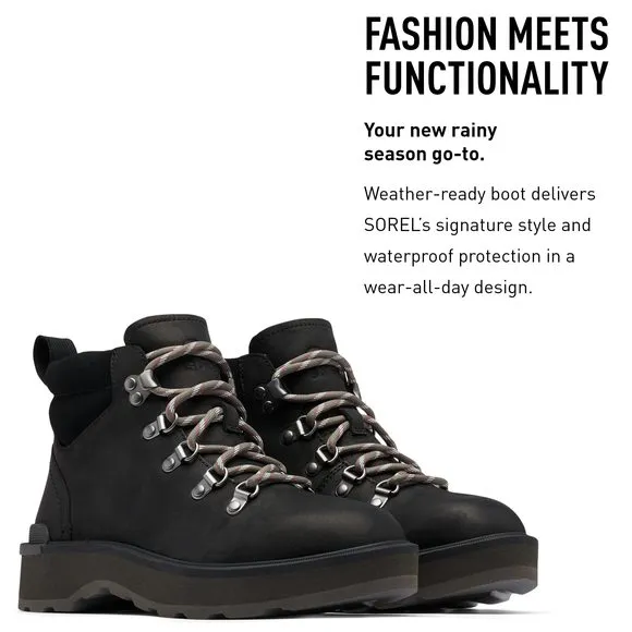 SOREL WOMEN'S HI-LINE HIKER BOOT - BLACK, JET - SIZE 8