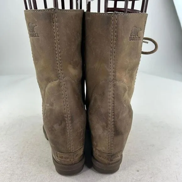 Sorel Women's Joan of Arctic Wedge II Boots US 9 Lace Up Tan Lace-Up Bootie