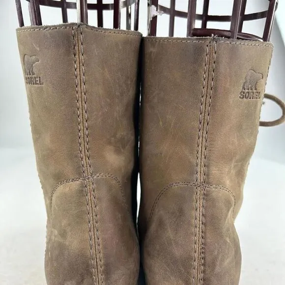 Sorel Women's Joan of Arctic Wedge II Boots US 9 Lace Up Tan Lace-Up Bootie
