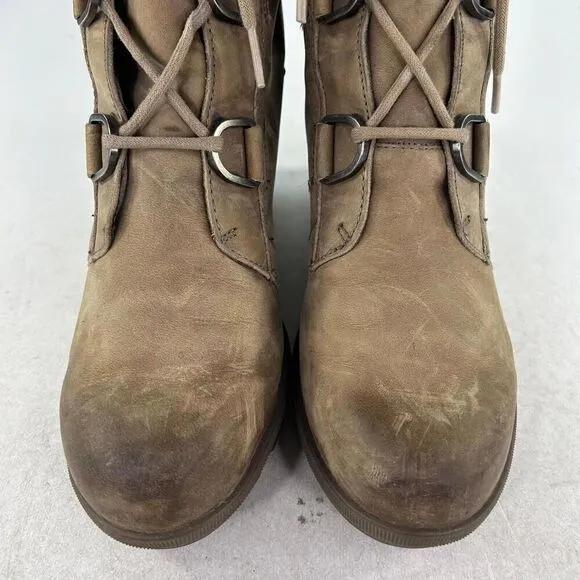 Sorel Women's Joan of Arctic Wedge II Boots US 9 Lace Up Tan Lace-Up Bootie