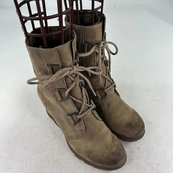 Sorel Women's Joan of Arctic Wedge II Boots US 9 Lace Up Tan Lace-Up Bootie