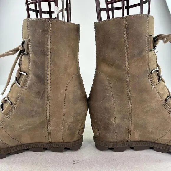 Sorel Women's Joan of Arctic Wedge II Boots US 9 Lace Up Tan Lace-Up Bootie