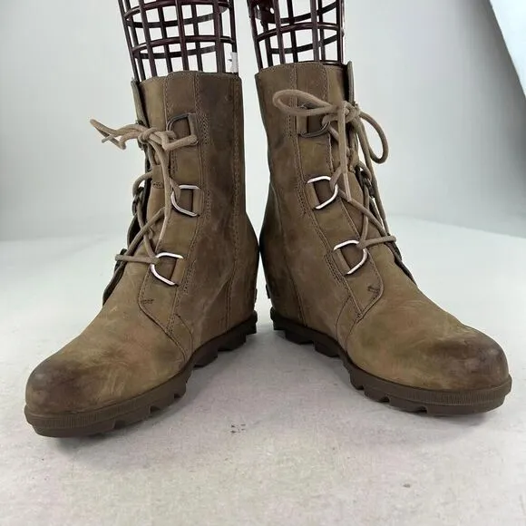 Sorel Women's Joan of Arctic Wedge II Boots US 9 Lace Up Tan Lace-Up Bootie