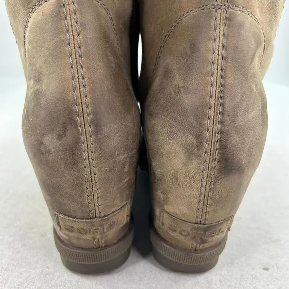 Sorel Women's Joan of Arctic Wedge II Boots US 9 Lace Up Tan Lace-Up Bootie