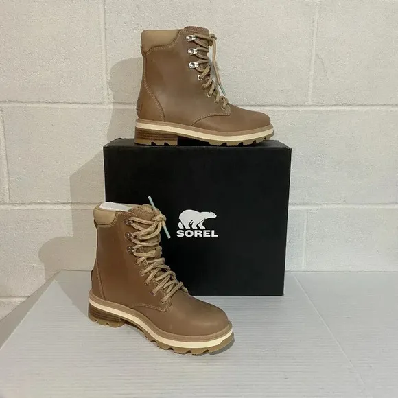 Sorel Women's Lennox Lace STKD Waterproof Boots Ceramic/Canoe‎ Hiking Commuting