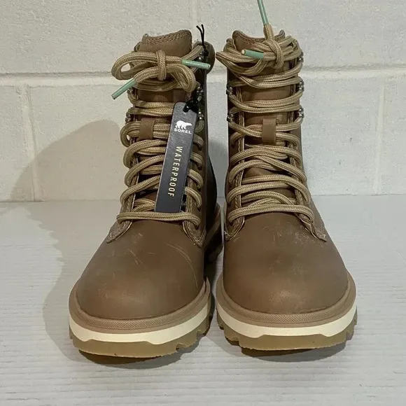 Sorel Women's Lennox Lace STKD Waterproof Boots Ceramic/Canoe‎ Hiking Commuting