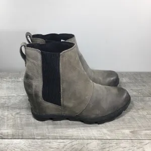 Sorel Women's NL3022 Gray Leather Joan of Arctic Chelsea Winter Snow Boots 8.5