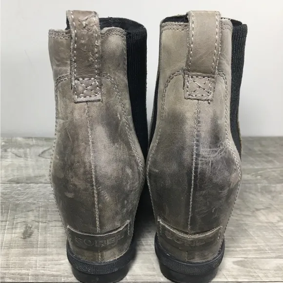Sorel Women's NL3022 Gray Leather Joan of Arctic Chelsea Winter Snow Boots 8.5