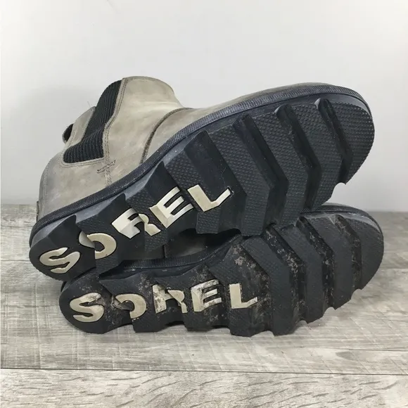 Sorel Women's NL3022 Gray Leather Joan of Arctic Chelsea Winter Snow Boots 8.5