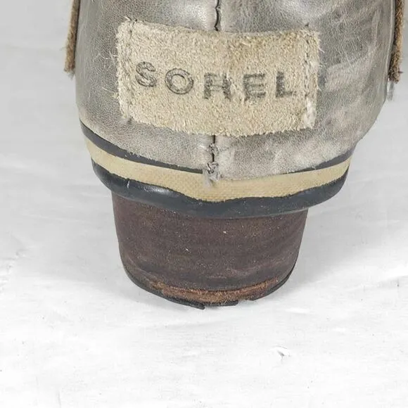 Sorel Women's Slimpack US6,5 Gray Leather Tall Waterproof Equestrian Snow Boots