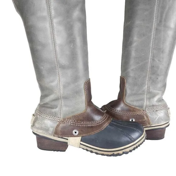 Sorel Women's Slimpack US6,5 Gray Leather Tall Waterproof Equestrian Snow Boots